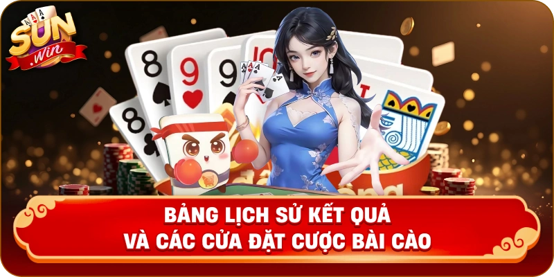 Bảng lịch sử kết quả và các cửa đặt cược bài cào